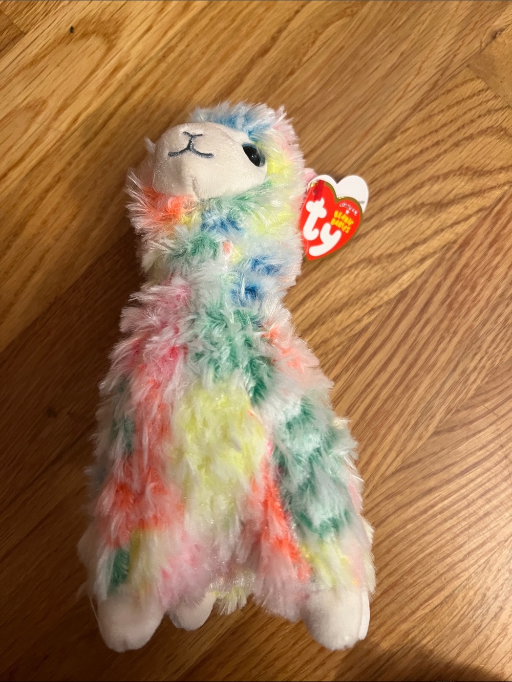 Ty Rainbow Plush Llama with Pastel Multicolor Fur